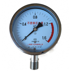 上海联力全不锈钢Y100BF耐高温防腐锅炉蒸气压力表