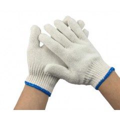 棉线手套蓝边线手套细纱劳保手套耐磨防滑工作防护线手套手部